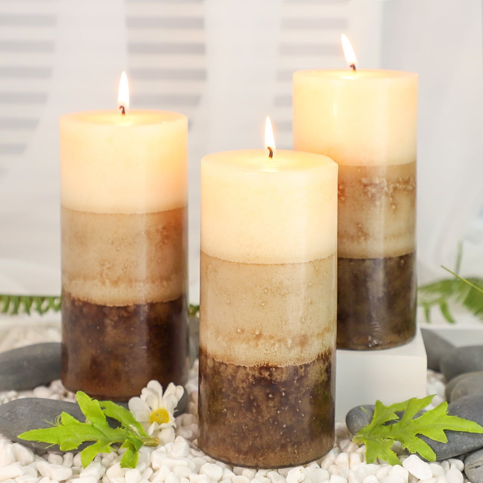 Meltone Pillar Candles, Scented Candle, Set of 3 Vanilla Cupcake Aromatherapy Candles for Home Scented, Woman Gifts, Bathroom, Spa, Wedding (3 ¡Á 6")