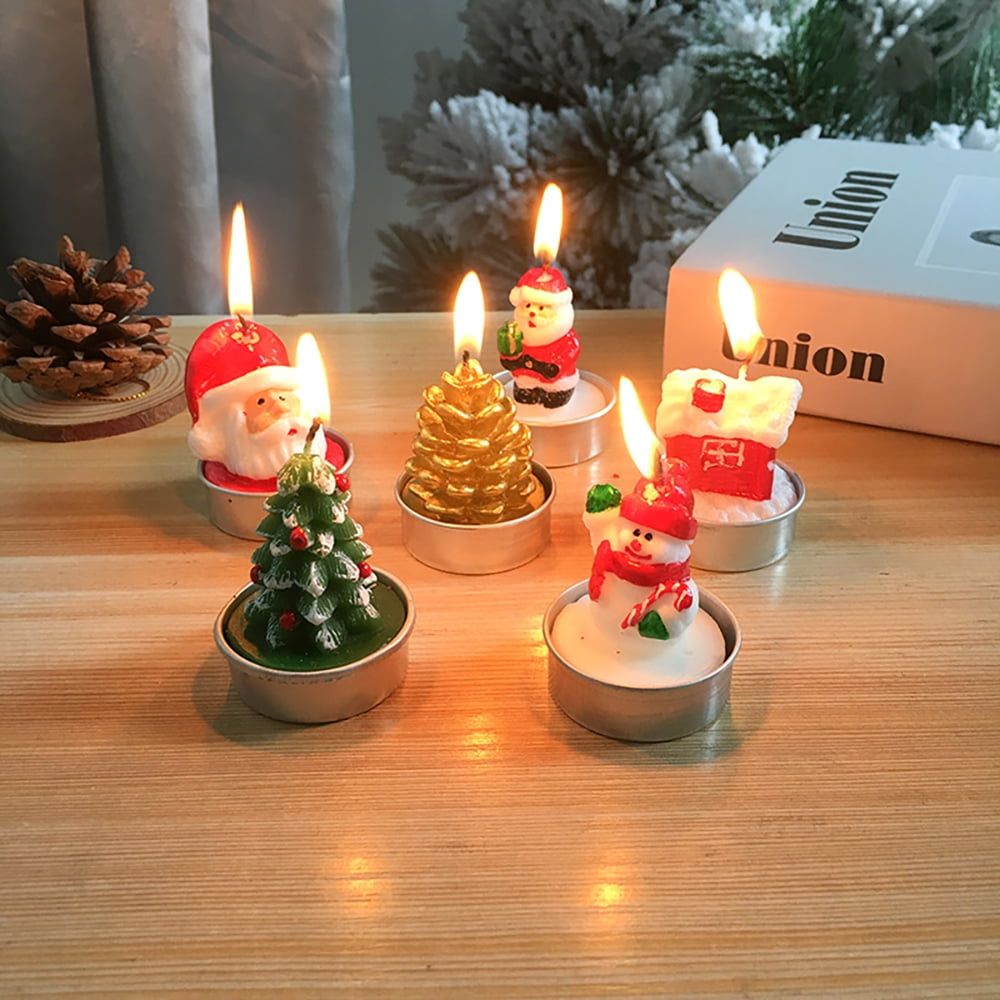 Christmas Candle, Painted Decoration,Christmas Gift,Craft Gift,Christmas Decoration 6 Pack