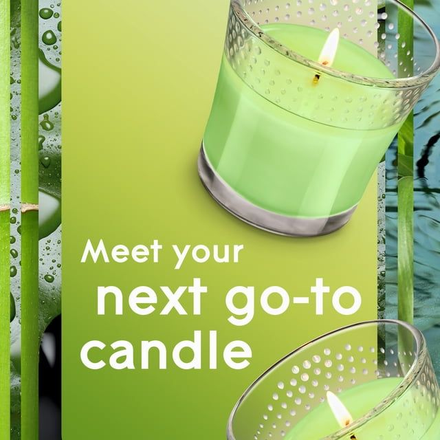 Glade Scented Candle Jar, Bamboo & Waterlily, Fragrance Infused with Essential Oils, 3.4 oz, Pack of 2