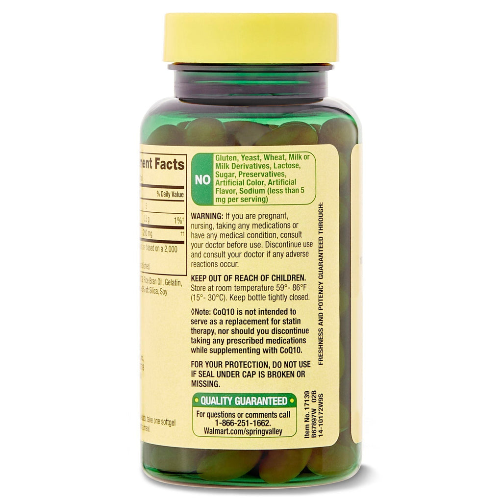 Spring Valley Rapid-Release CoQ10 Dietary Supplement; 200 mg; 60 Count EasyOptionXY LLC
