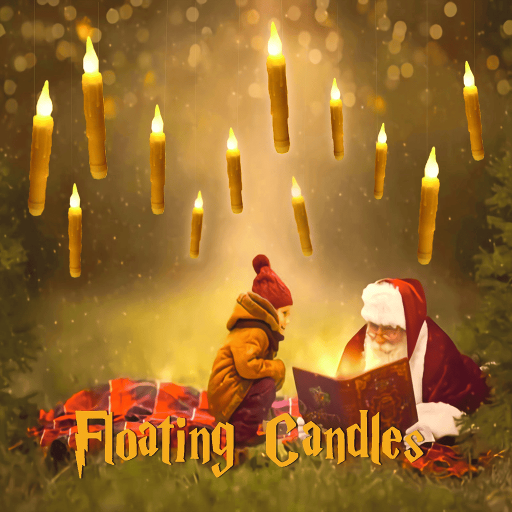 Christmas Decorations for H arry P otter 12 Pcs Hanging LED Floating Candles with Remote Control Taper Candles Christmas Xams Decor for Party, Birthday, Wedding and Church Supplies