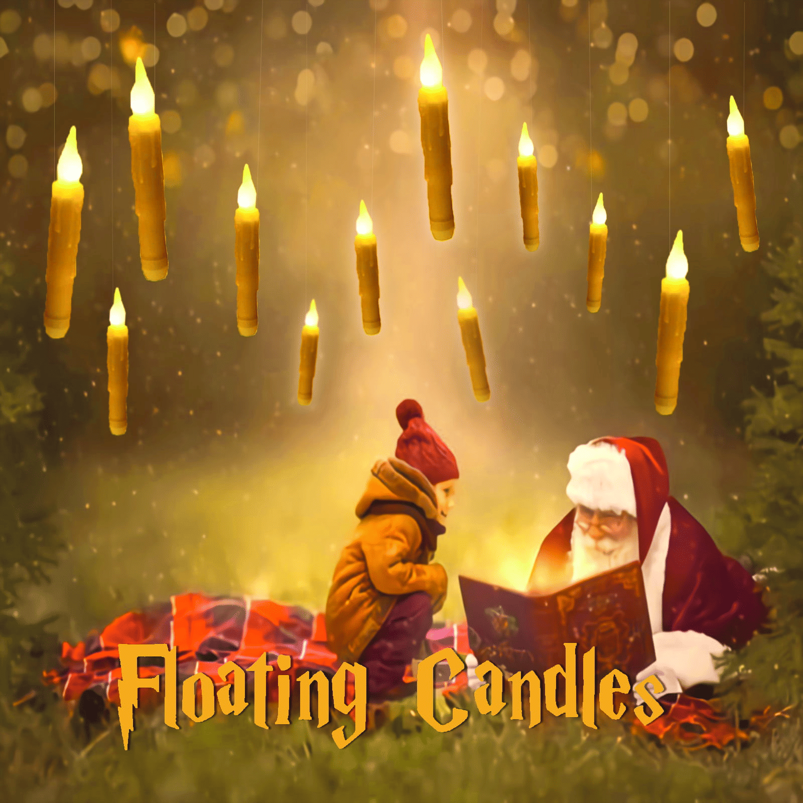 Christmas Decorations for H arry P otter 12 Pcs Hanging LED Floating Candles with Remote Control Taper Candles Christmas Xams Decor for Party, Birthday, Wedding and Church Supplies