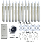 Christmas Decorations for H arry P otter 12 Pcs Hanging LED Floating Candles with Remote Control Taper Candles Christmas Xams Decor for Party, Birthday, Wedding and Church Supplies