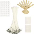 Harnico 100 Pcs Cotton Candle Wicks for Candle Making 6 inch Wicks Smokeless Candle Wick with Metal Base Clip with Wicks Stickers for Scented Candle Butter Candles Soy Candles