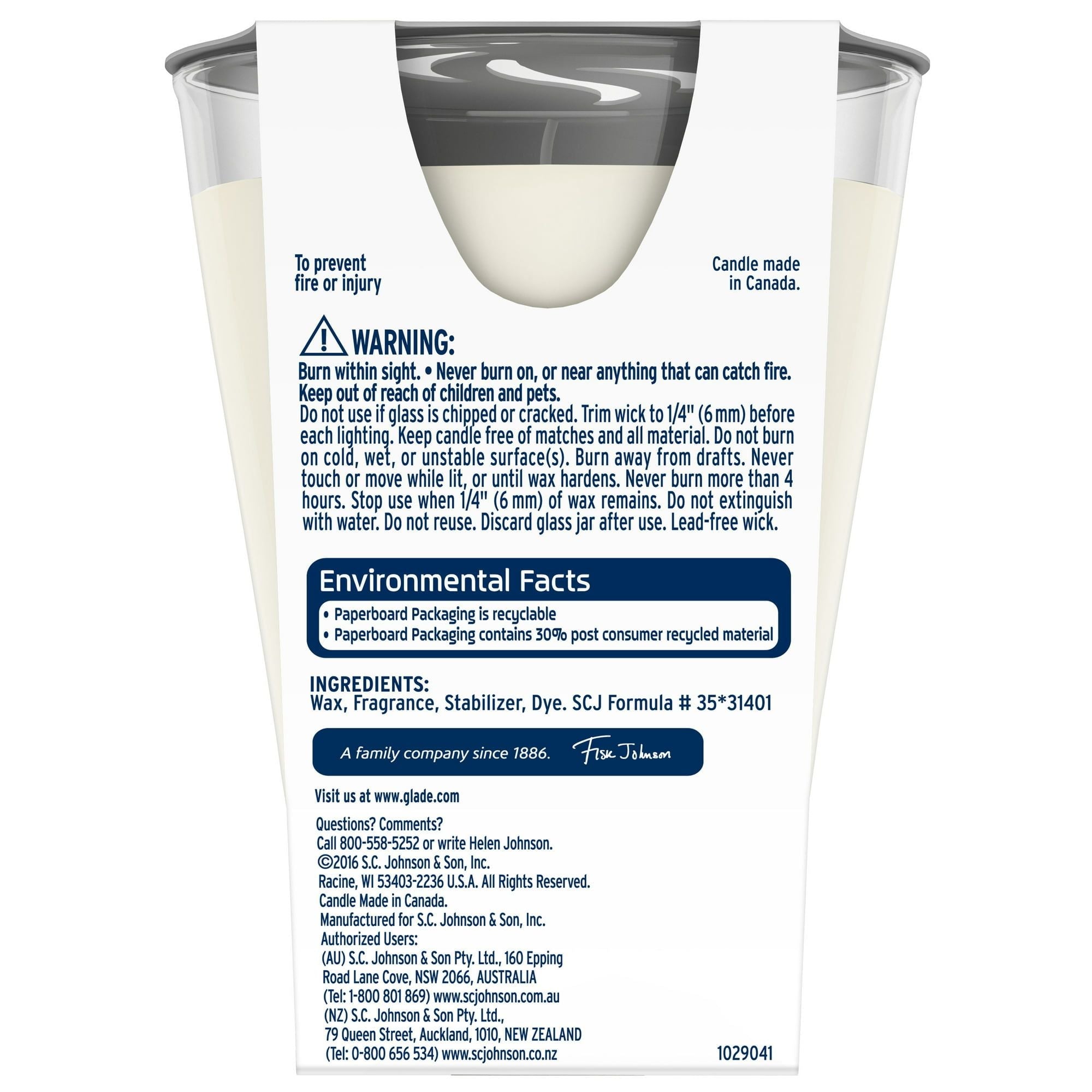 Glade Large Jar Candle Air Freshener, Sheer Vanilla Embrace, 9.2 oz - SJB-DIAMOND ELITES