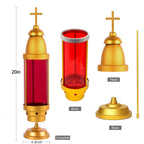 Red Cemetery Light with Gold Dome,Grave candle,Latin Cross Cemetery candle,Cemetery decorations for grave,Grave decorations for cemetery,Cemetery Light Candle Holder, Mausoleum Candle Holder - SJB-DIAMOND ELITES