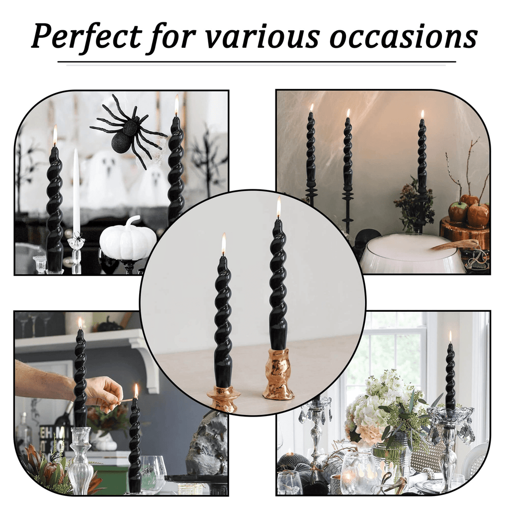 XINAOBAOLUO 7.5 inch Unscented Candles Dripless Taper Candles Black Candle Sticks Smokeless Twisted Candles Pack of 2 - SJB-DIAMOND ELITES
