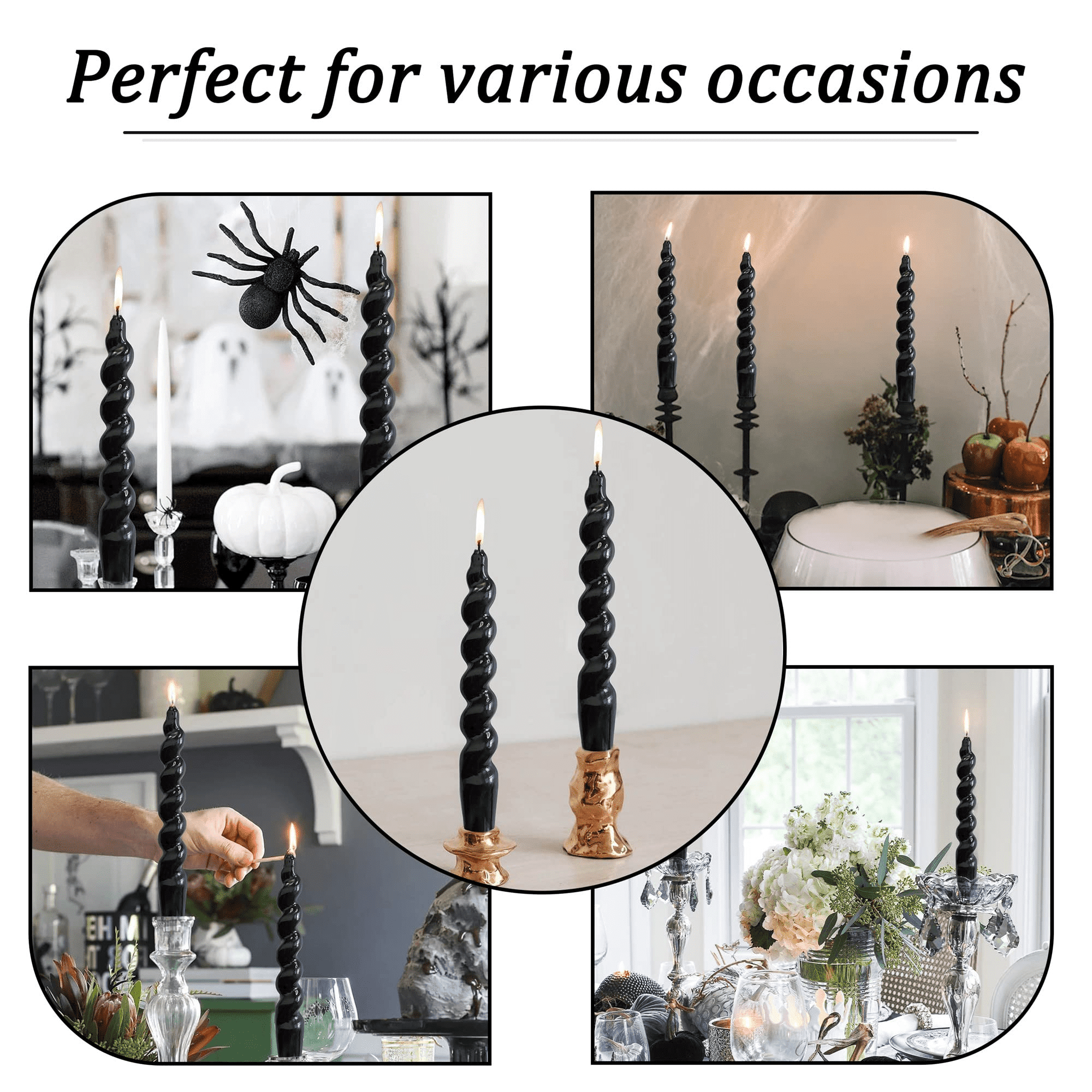 XINAOBAOLUO 7.5 inch Unscented Candles Dripless Taper Candles Black Candle Sticks Smokeless Twisted Candles Pack of 2 - SJB-DIAMOND ELITES