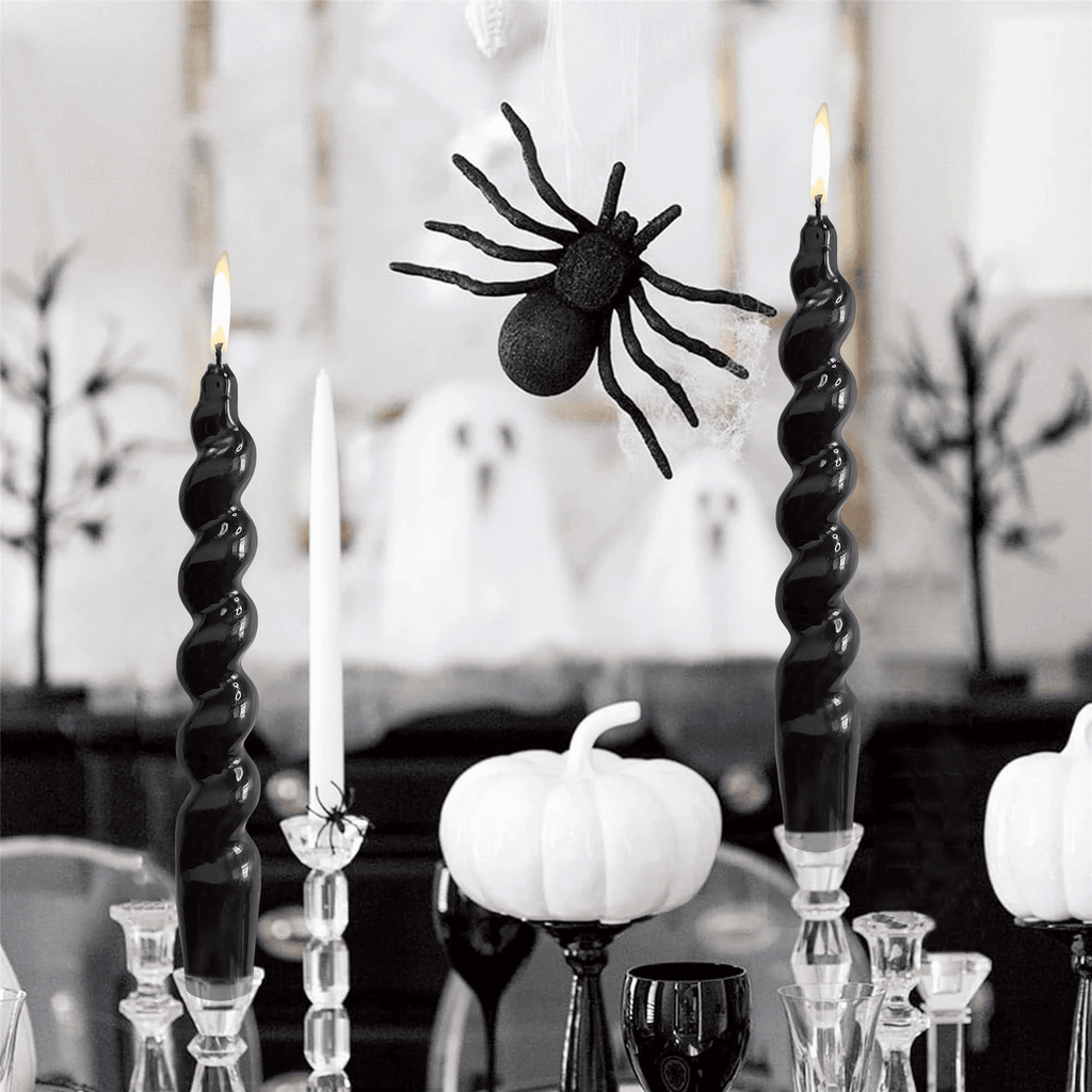 XINAOBAOLUO 7.5 inch Unscented Candles Dripless Taper Candles Black Candle Sticks Smokeless Twisted Candles Pack of 2 - SJB-DIAMOND ELITES