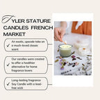 Tyler Candle Company French Market Stature Candle - Luxury Home Fragrance French Market Scented Candle - Stature Model Home Decor in Clear Glass Candle Holder - 16 Oz, 2 Wick Candle w Bonus Key Chain - SJB-DIAMOND ELITES