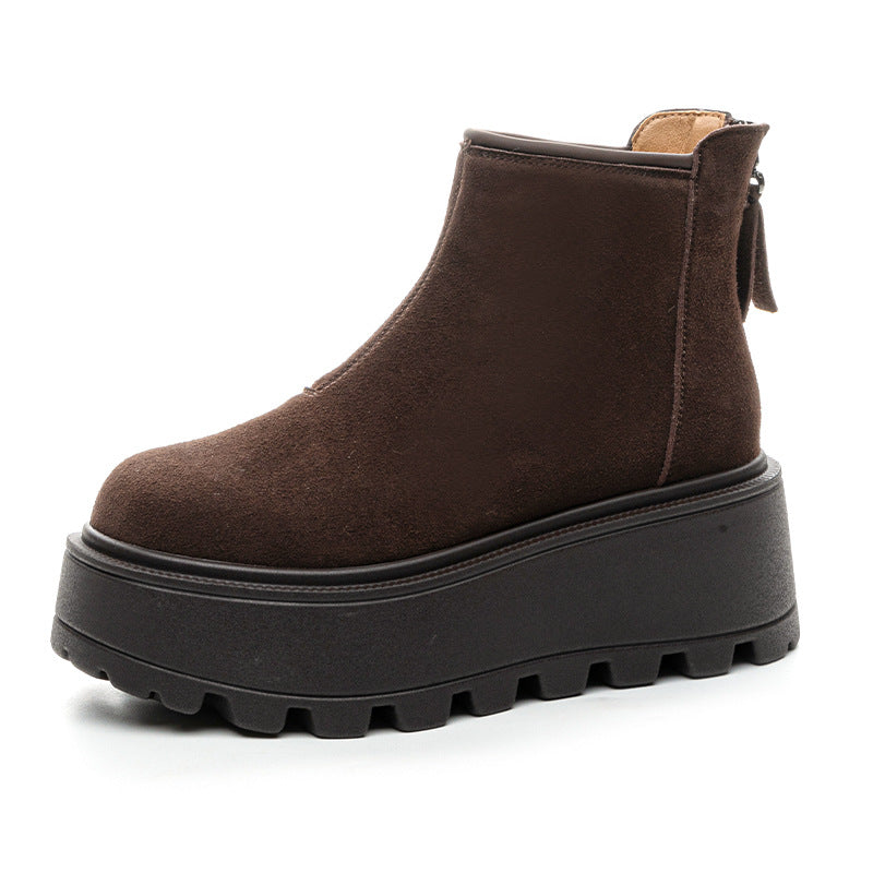 Short Leather Warm Women's Shoes Pi-Mart
