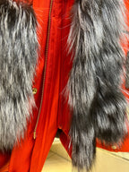 Roma Genuine Silver Fox Fur Rabbit Fur Insulated Parka in Red Alaska® Outerwear Company
