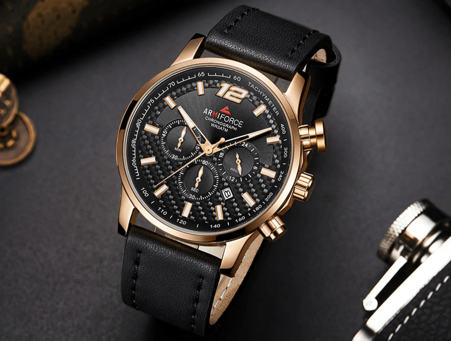 Mens Waterproof Sport Watch With Chronometers Day View And Cross-Matte Background Modern Man Watch Stevvex