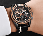 Men's Waterproof Sports  Watch With Leather Belts, Chronometers Day View Fluorescent Pointers Unique Design Perfect Gift Stevvex