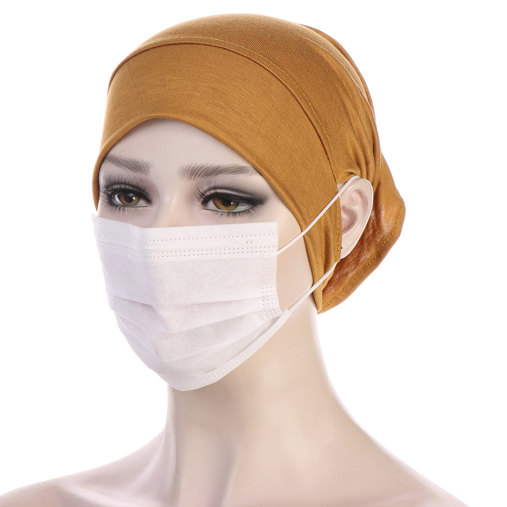 NEW Soft Cotton Hijab Breathable Turban Tie Under Scarf Elegant Ear Hole Stretch Inner Hijabs Lightweight Turban Round Front Under Hijab Caps Female Turban Bonnet Stevvex