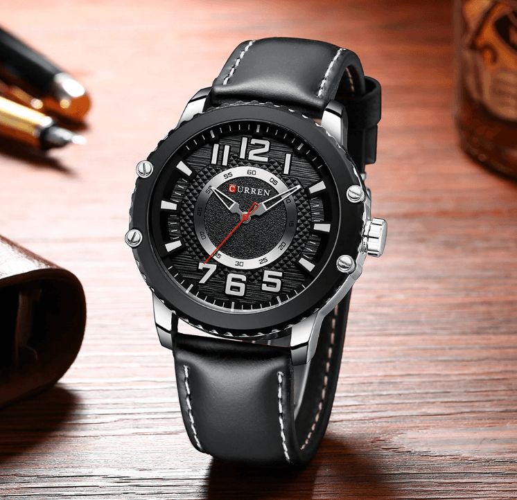 Men's Waterproof  Sport Watch With Leather  Belts  And Large Numbers Details Unique Design Perfect Gift Stevvex