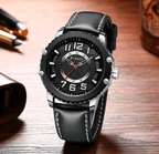 Men's Waterproof  Sport Watch With Leather  Belts  And Large Numbers Details Unique Design Perfect Gift Stevvex