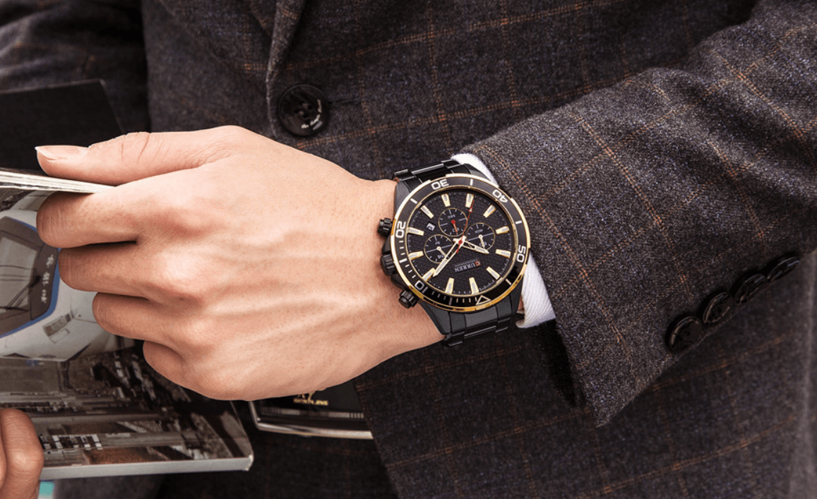 Men's Waterproof Watch With Chronometers, Date Display Excellent Background Unique Design Perfect Gift Stevvex