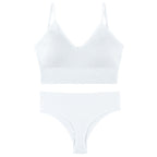 Women Seamless Bra Top Fitness Swimwear Push Up Exercise Bikini For Women 2 Pieces Ribbed Seamless Yoga Bikini Sets Sports Bra And Underwear Set 2 Piece High Waist Summer Bikini Stevvex