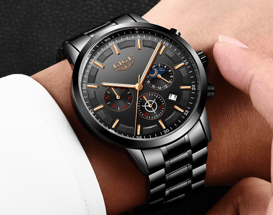 Men's Waterproof  Watch With Chronometers And Date Display Unique Design Perfect Gift Stevvex