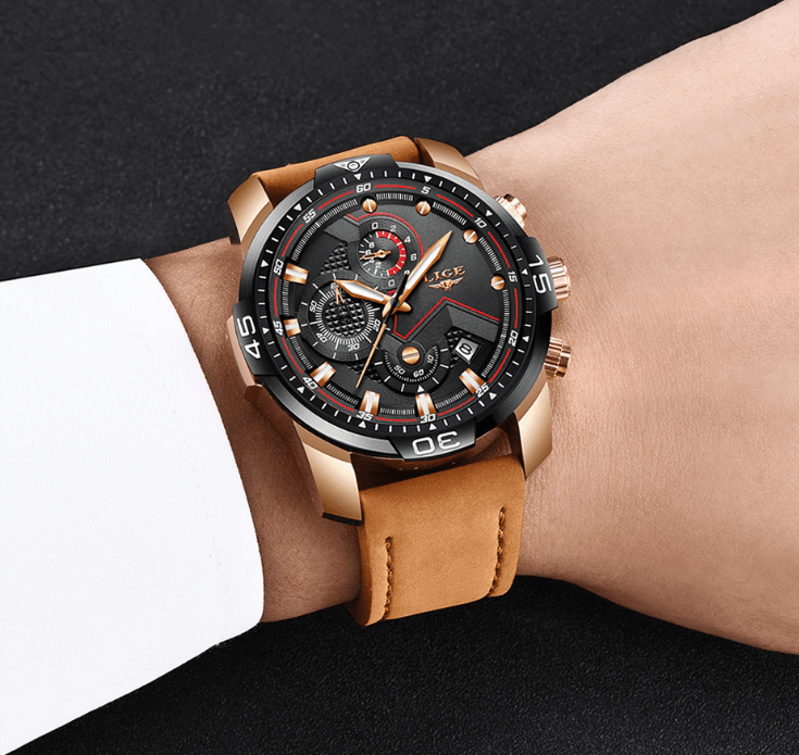 Men's Elegant Waterproof  Watch With Leather Straps   Business Style Watches Unique Design Perfect Gift For Your Man Stevvex