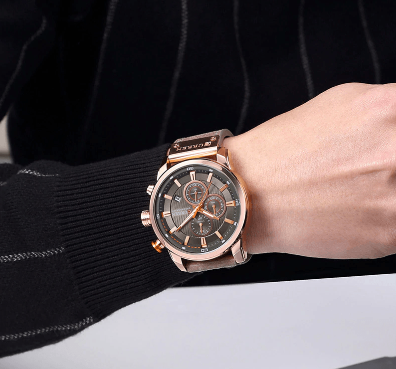 Men's Waterproof Elegant Sport Watch With Chronometers Day View, Leather  Belts And Hardlex Scratch Resistant Glass Perfect Gift For Him Stevvex