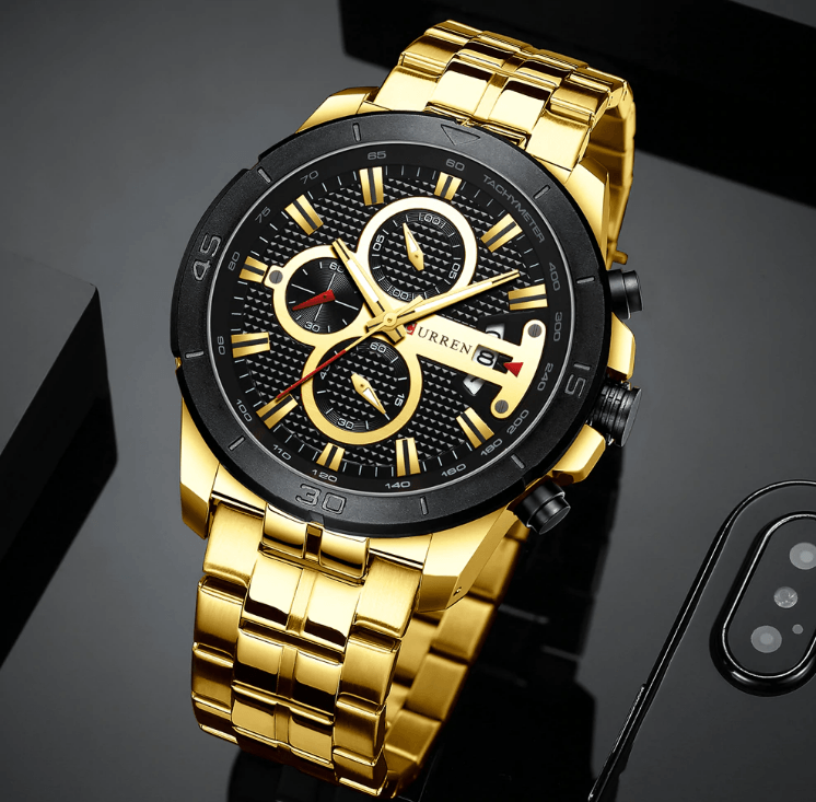 Men's Waterproof  Watch With Chronometers Day View And Fluorescent Hands Unique  Luxury Design  Perfect Gift Stevvex