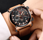 Men's Waterproof Modern Watch With Leather Belts, Stainless Steel Case Excellent Look Perfect Gift Stevvex