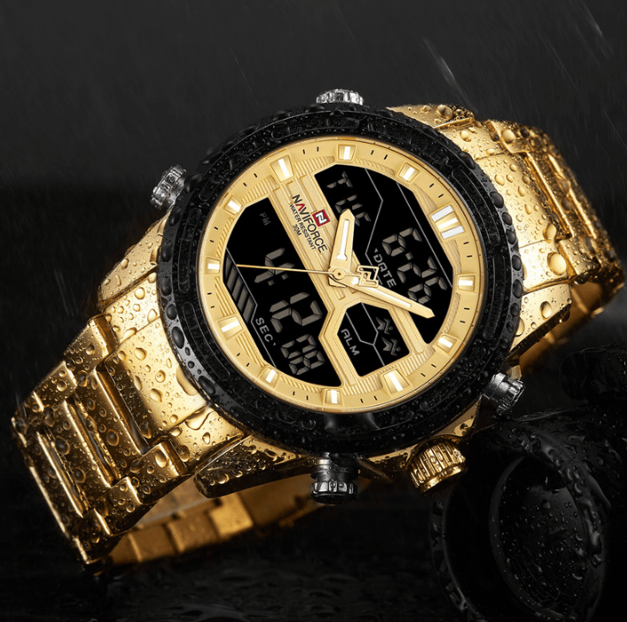 Mens Wrist Watch, Waterproof Analog Digital Watches Multifunction Stainless Steel Business Watches For Man Perfect Gift - SJB-DIAMOND ELITES