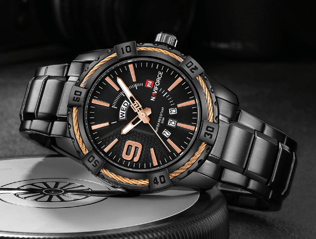 Men's  Luxury Stainless steal Waterproof Watch With Day And Date Display Unique Design Perfect Gift In Modern Metal Men  Wrist Watch Design - SJB-DIAMOND ELITES
