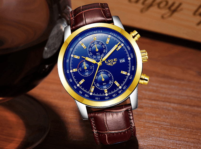 Men's  Waterproof Watch With Chronometers Date Display And Fluorescent Pointers Excellent Look Perfect Gift Stevvex