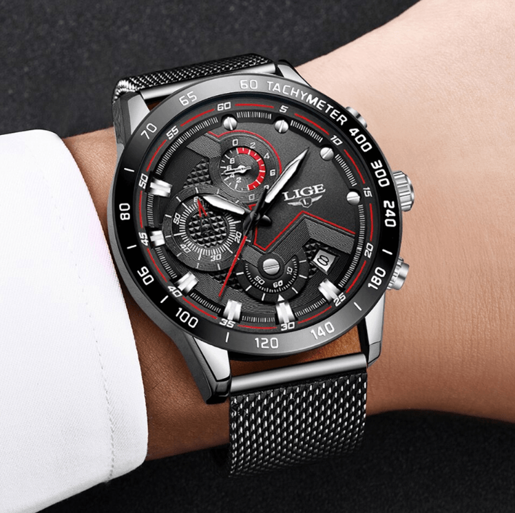 Men's Sports Waterproof Watch With  Stainless Steel Bracelet Unique Design Perfect Gift For Your Man Stevvex