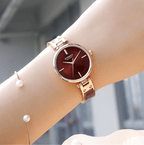 Womens Elegant Stainless Steel Watch With Ceramic Bracelet In Shimmering Marble Colors