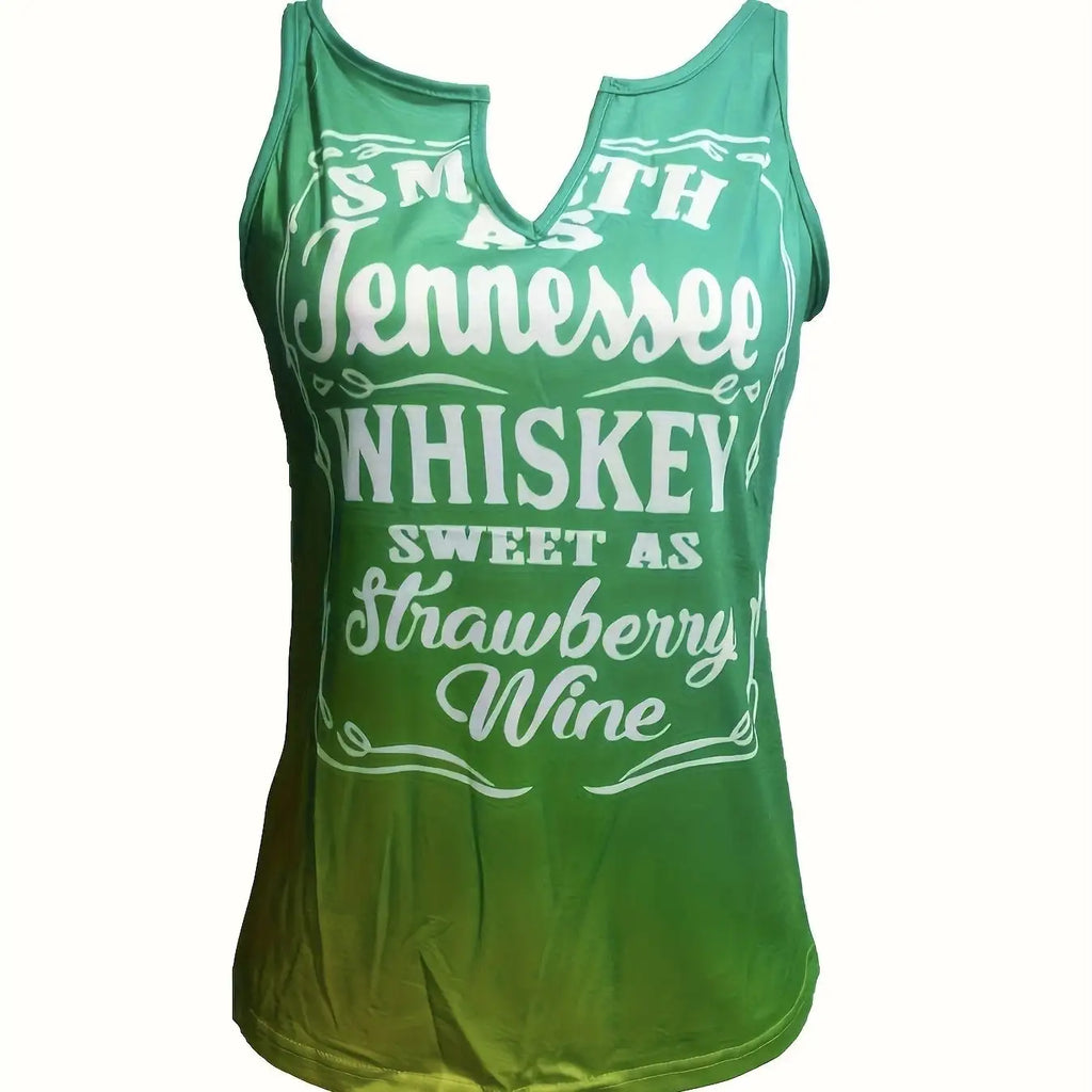 Ladies' V-neck Printed Fashionable And Versatile Slimming Tank Top - SJB-DIAMOND ELITES