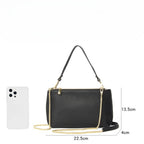 Genuine Leather simple shoulder bag women, stylish large capacity bag, tote purse double zipper, leather chain bag