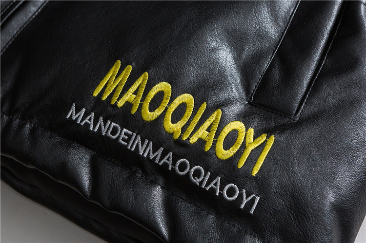 Men's Thick Leather Jacket Men's Trendy Brand