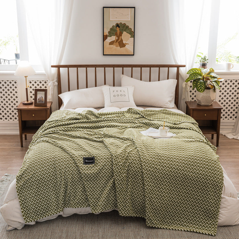 Autumn And Winter Milk Velvet Thickened Yarn-dyed Blankets Multifunctional Nap Pi-Mart