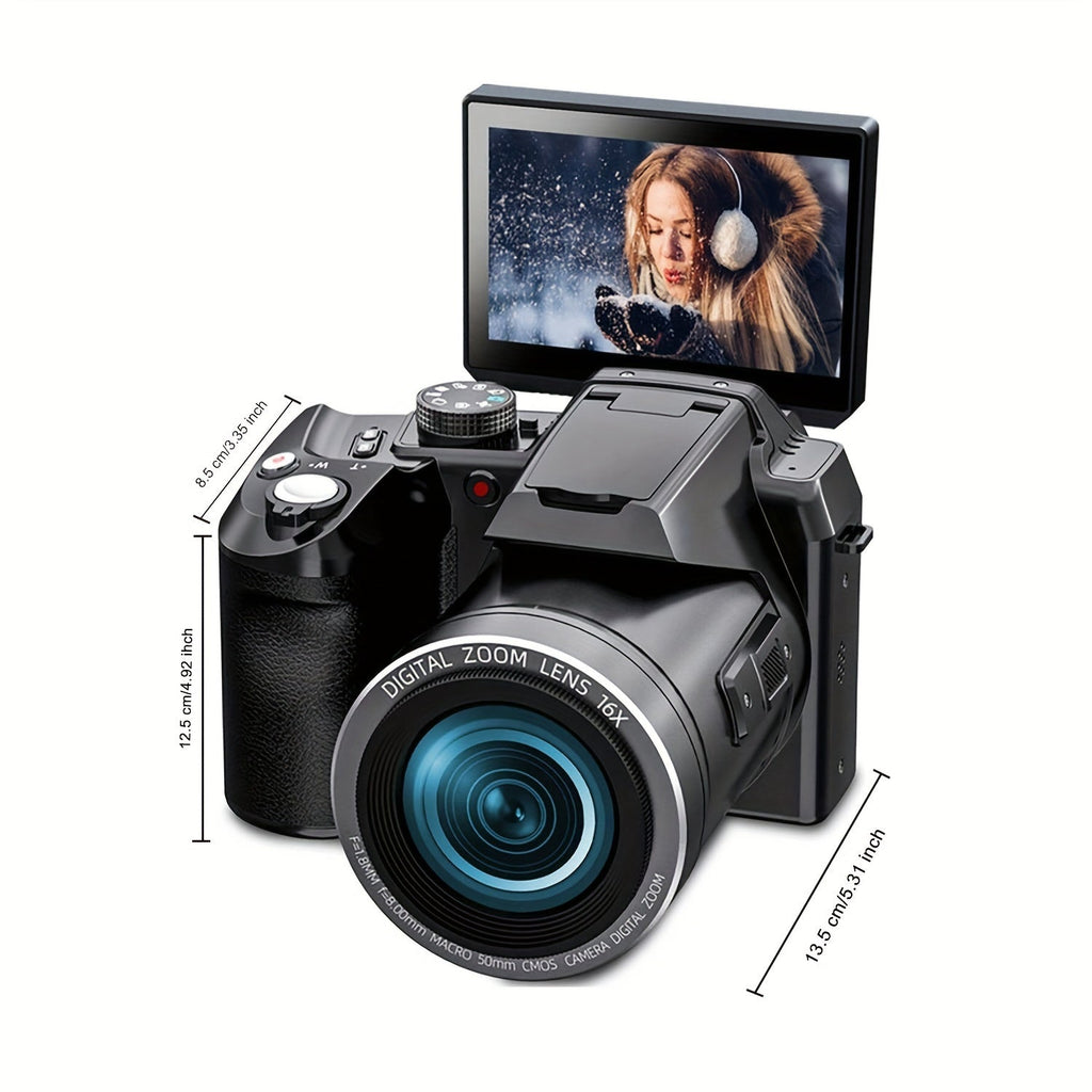 NBD 64MP Digital Camera for Photography, 5K Vlogging Camera for YouTube with 3" Flip Screen, 16X Digital Zoom, Autofocus, 2 Batteries, 32GB TF Card(S205, Black) Lootquake LLC