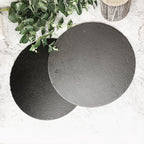 Slate Round 14 Inch Cheese Board - Natural Edge Serving Platter BandsCo Straps