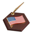 Pen Holder with American Flag Medallion Six-sided Hexagon The Military Gift Store