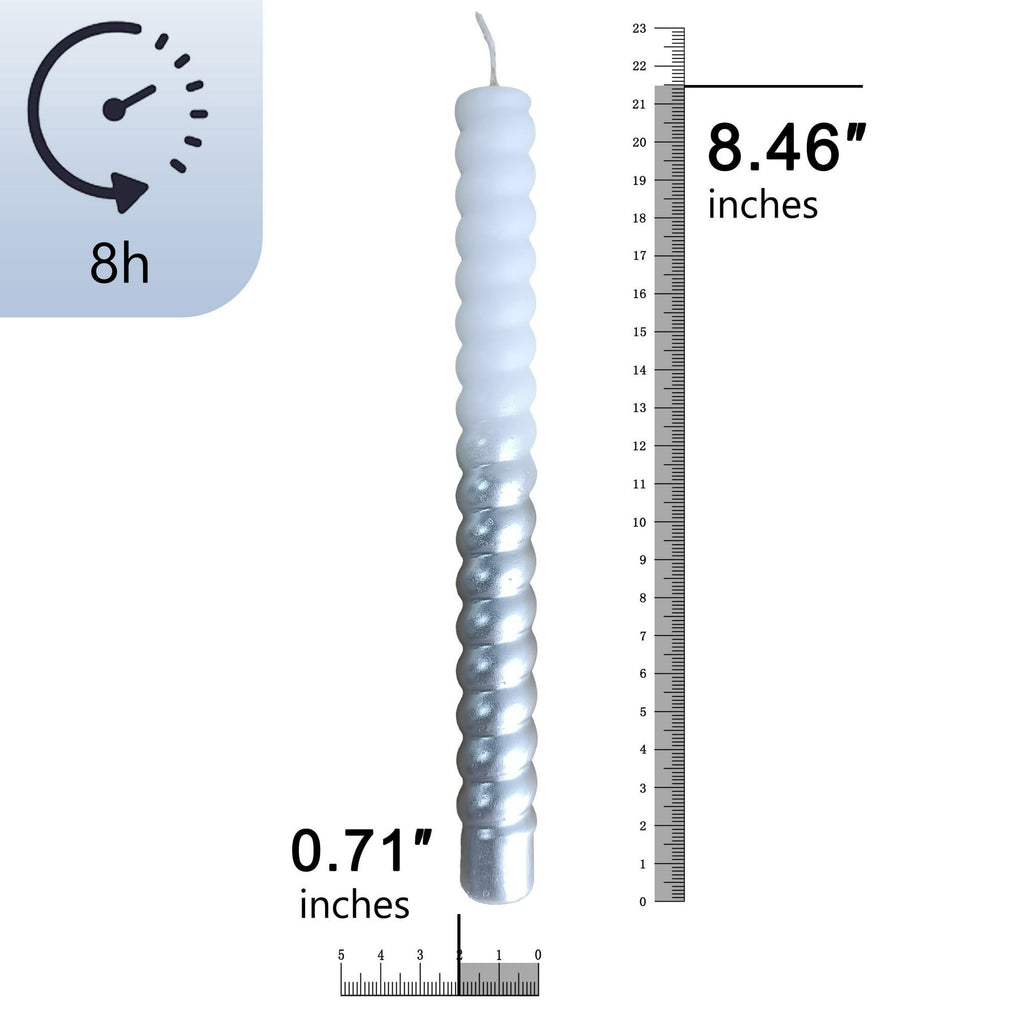 FCMSHAMD Silver Taper Candles- Dripless Spiral (2 Pack) - SJB-DIAMOND ELITES