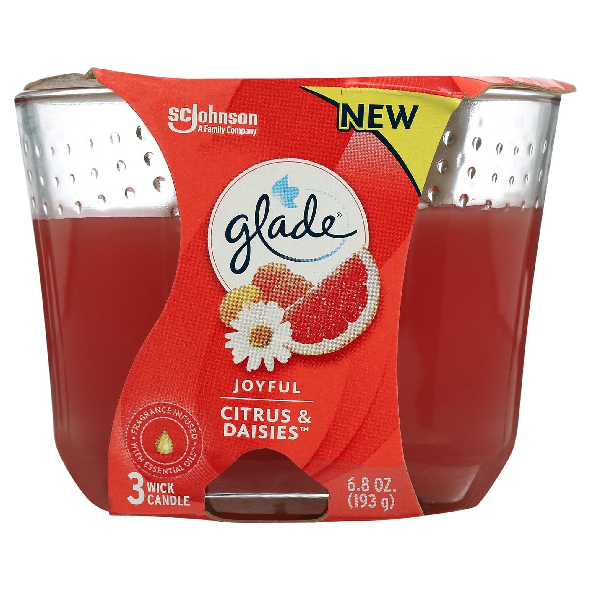 Glade 3 Wick Candle - Grapefruit Joyful Citrus - 6.8oz - SJB-DIAMOND ELITES