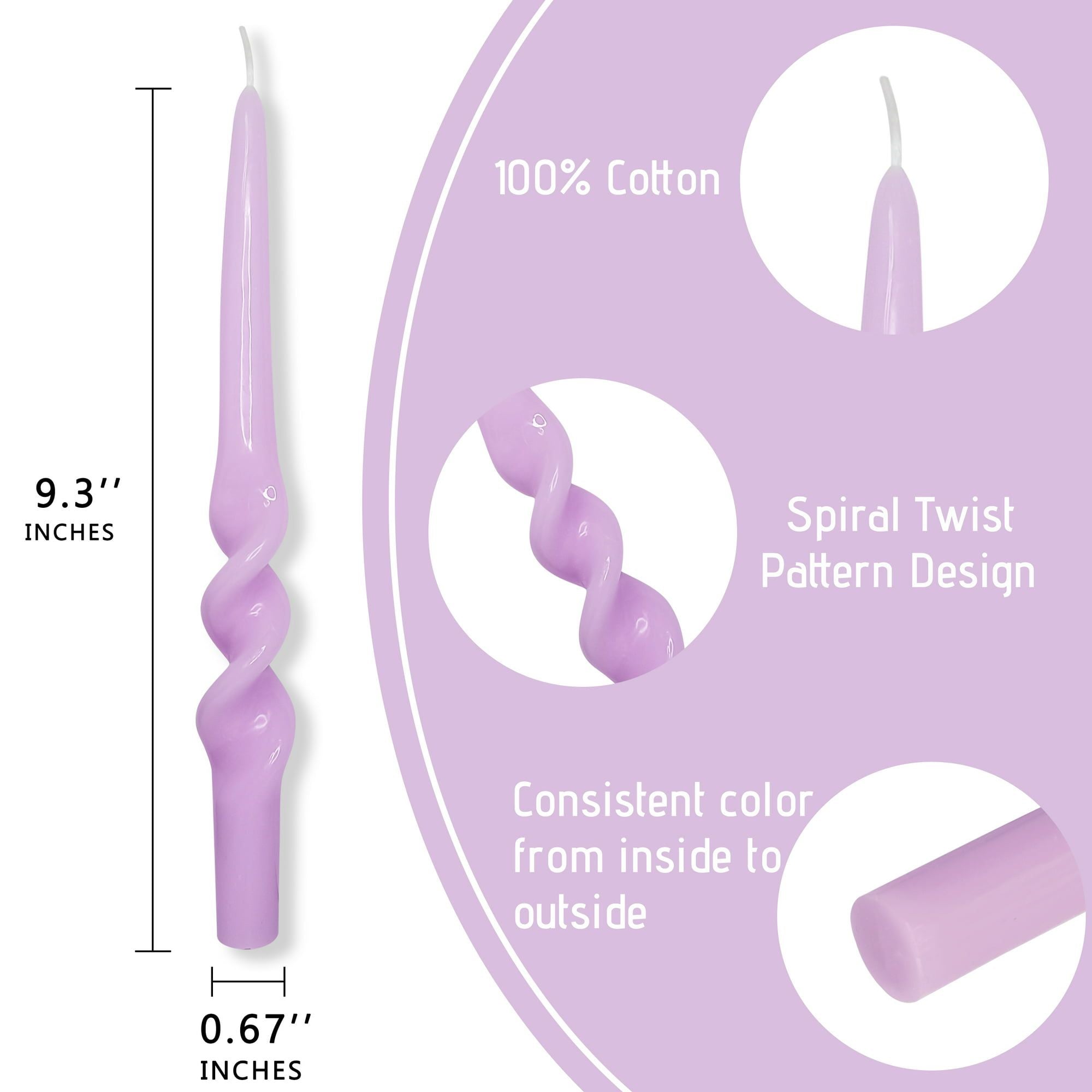 FCMSHAMD Dripless Taper Candles 10 inch Purple Handmade Candle Sticks Unscented Candles, Pack of 2 - SJB-DIAMOND ELITES
