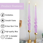 FCMSHAMD Dripless Taper Candles 10 inch Purple Handmade Candle Sticks Unscented Candles, Pack of 2 - SJB-DIAMOND ELITES