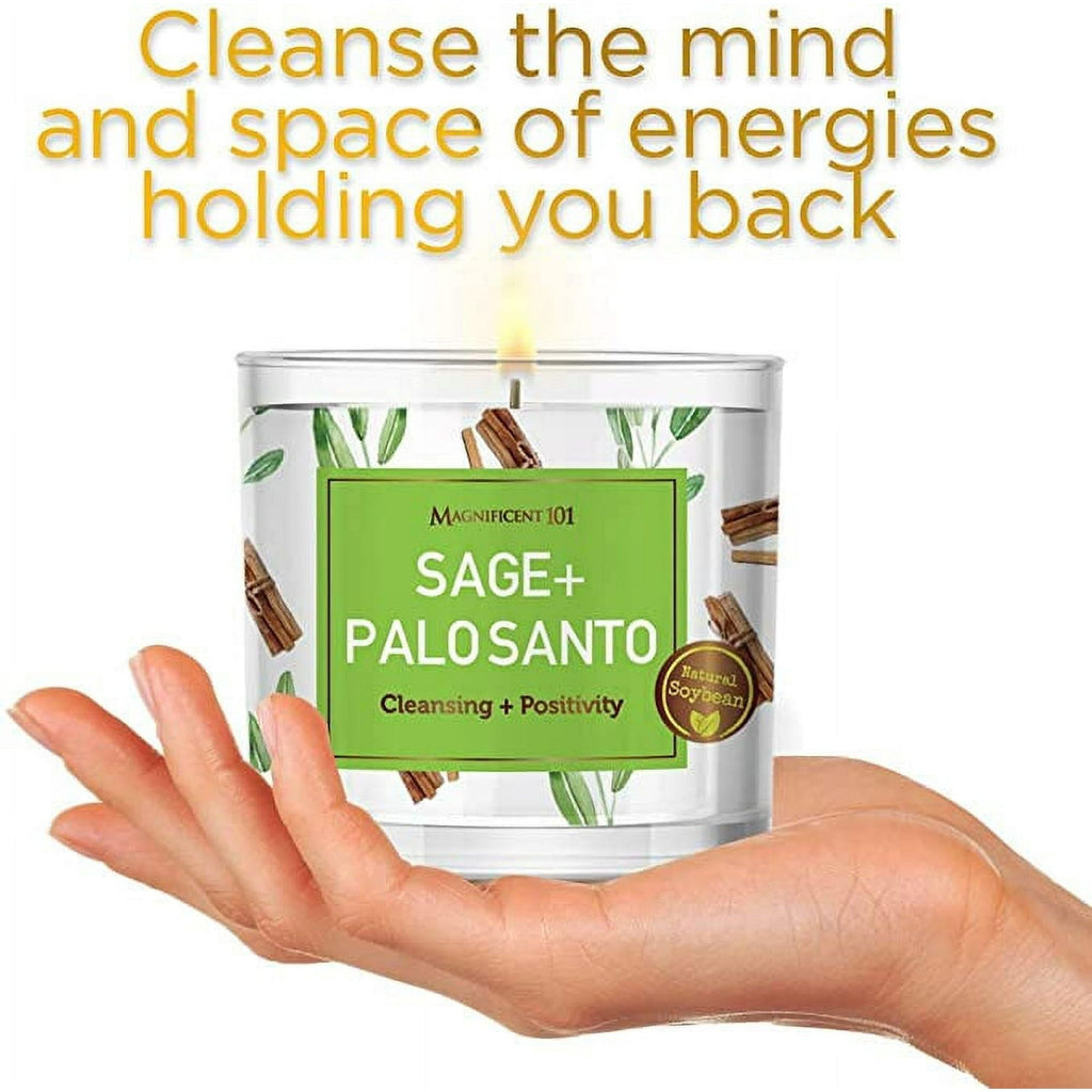 Magnificent 101,14oz Natural Soy Aromatherapy Candle With Sage and Palo Santo, Woody & Earthy Scented - SJB-DIAMOND ELITES