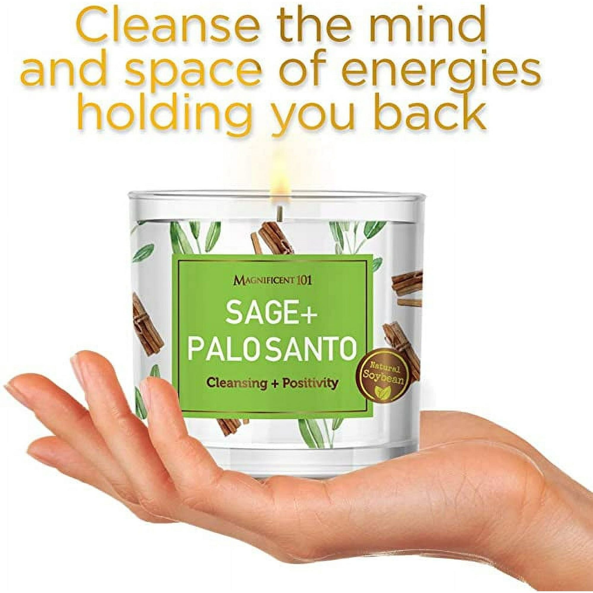 Magnificent 101,14oz Natural Soy Aromatherapy Candle With Sage and Palo Santo, Woody & Earthy Scented - SJB-DIAMOND ELITES