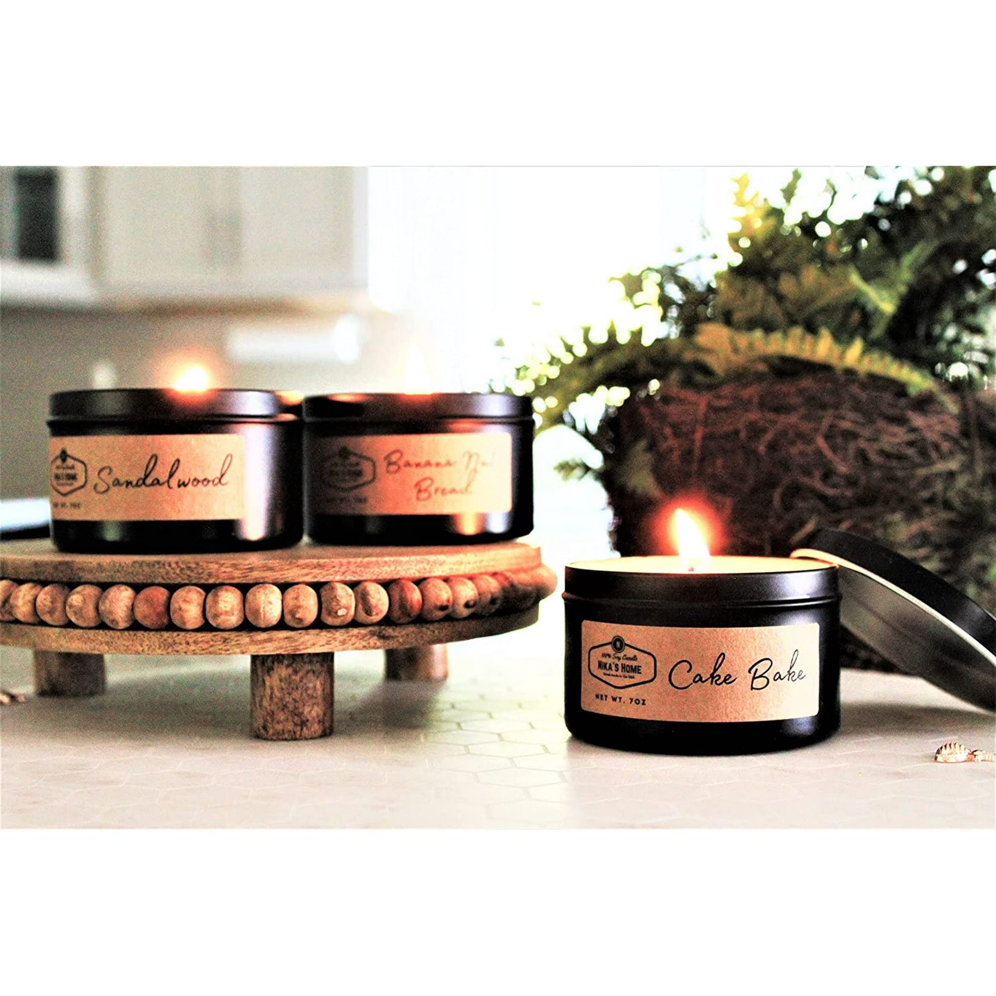 Nika's Home Fresh Cut Flowers 7oz Black Tin Soy Candle - Strong Scented and Long Lasting - SJB-DIAMOND ELITES
