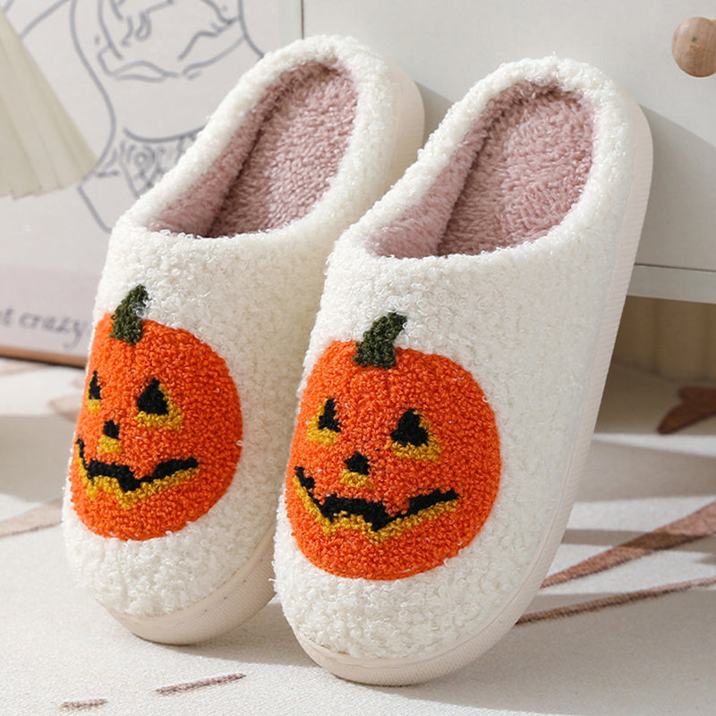 Halloween Pumpkin Cartoon Slippers Warm Winter Slippers Men And Women Couples Indoor House Shoes Pi-Mart