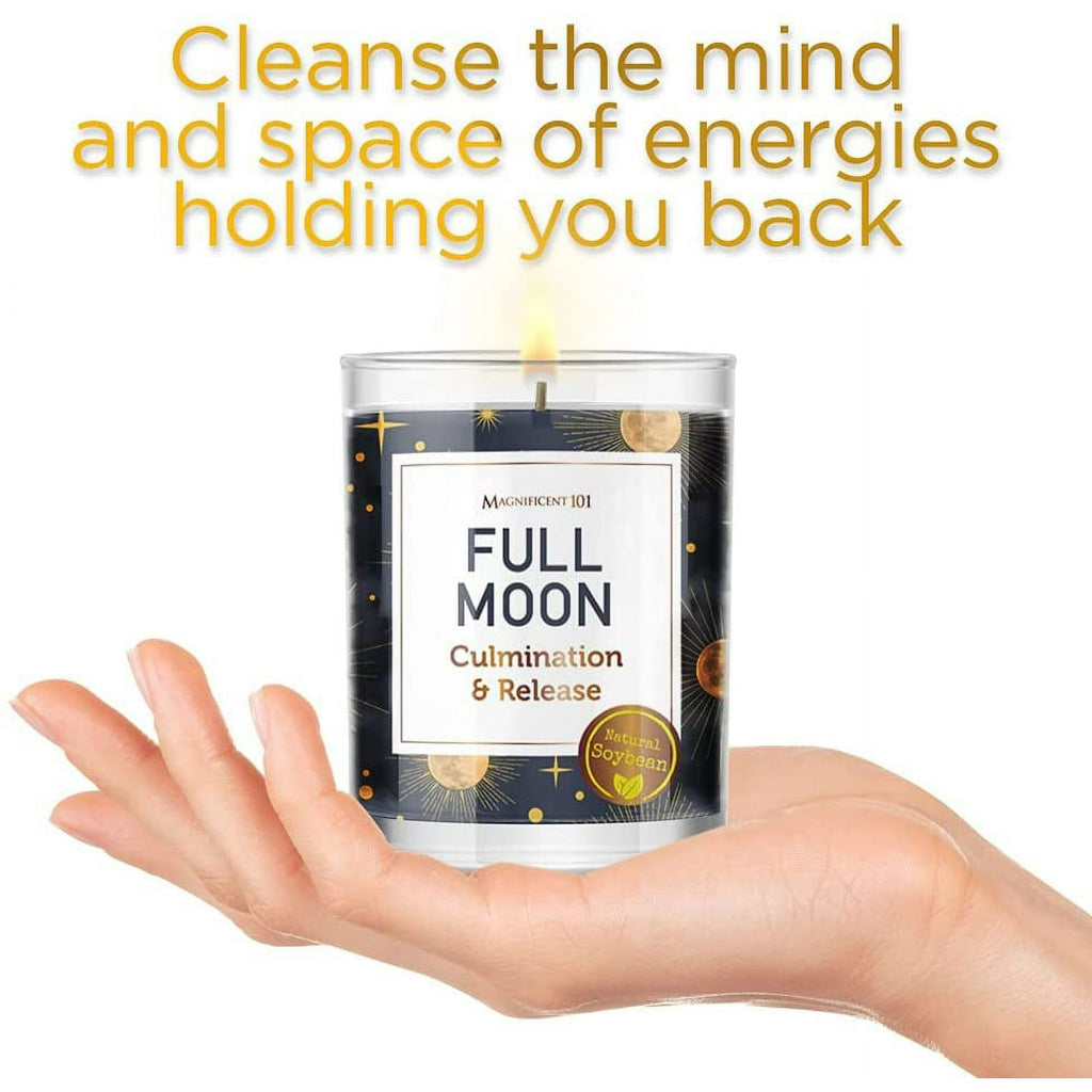Magnificent 101 Set of 3 Long-Lasting Full Moon Aromatherapy Candles 10.5 Oz - 42-Hour Burn 100% Soy Wax, Herbs Ideal for Meditation, House Energy Cleansing & Manifestation - SJB-DIAMOND ELITES