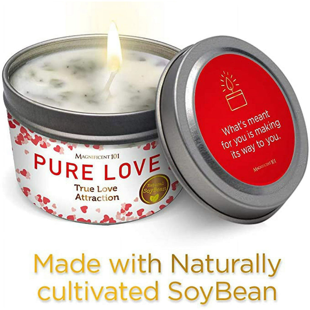 Magnificent 101 Long Lasting Pure Love Aromatherapy Candle | 6 Oz - 35 Hour Burn Time | Made of Soy Wax Candle with Florals & Oils for True Love Attraction, Purification & Manifestation - SJB-DIAMOND ELITES